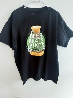 Black Graphic Tee "Beer Brats & Bikes for Booty"